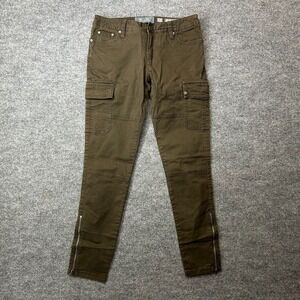 Miss Me‎ Cargo Pants Women's Olive Green Stretch Pockets Ankle Zip Y2K - 31X28